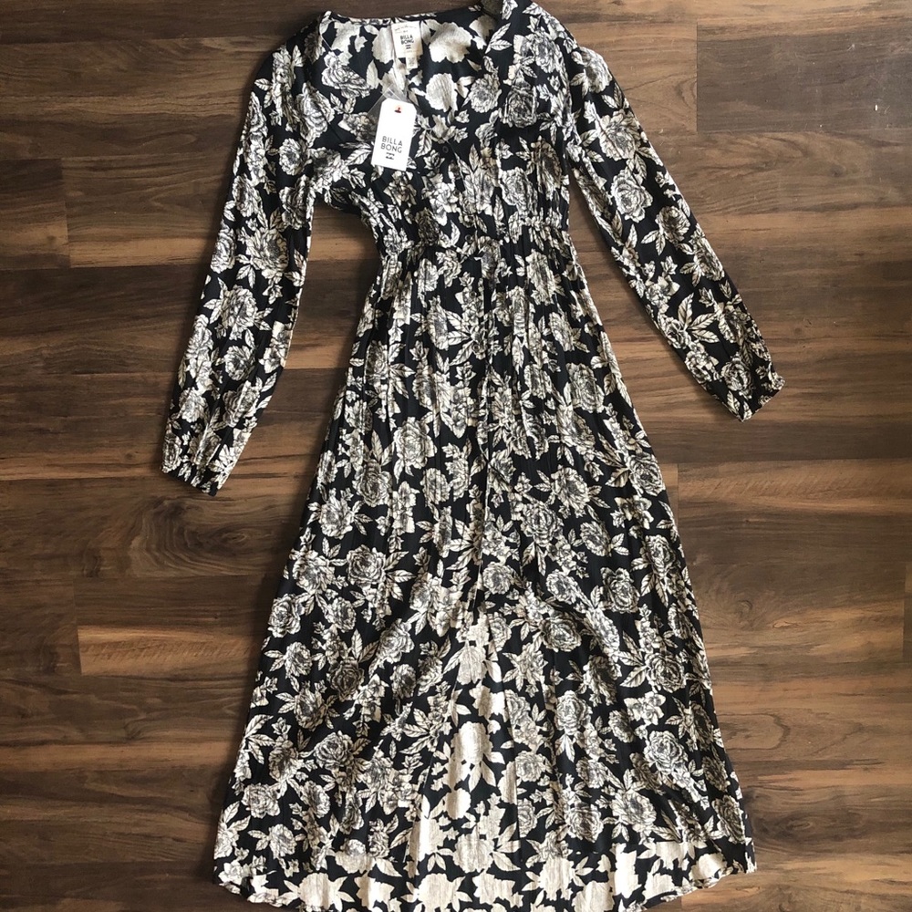 BILLABONG Black & White Floral Maxi SMALL